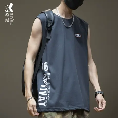 希越纯棉短袖篮球背心男夏季大码无袖T恤男士运动健身砍袖衣服夏商品大图