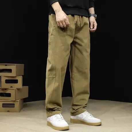 直筒休闲裤男美式复古春季2024新款男士裤子宽松阔腿大码春秋加厚商品大图