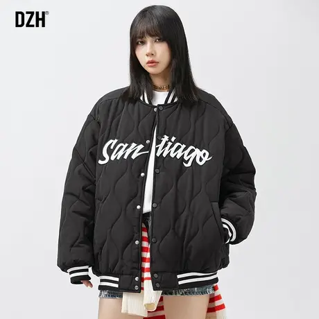 青少年外套男冬季加厚情侣棉袄菱格棒球服棉衣2023年新款棉服男款商品大图