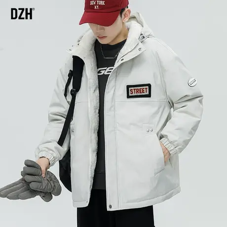 青少年杏色外套男冬棉服美式加厚保暖棉衣2024新款户外冲锋衣男款商品大图