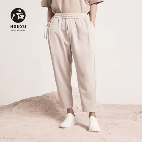 后序新中式国风九分裤男宽松小脚夏季原创高级设计感肌理面料裤子图片