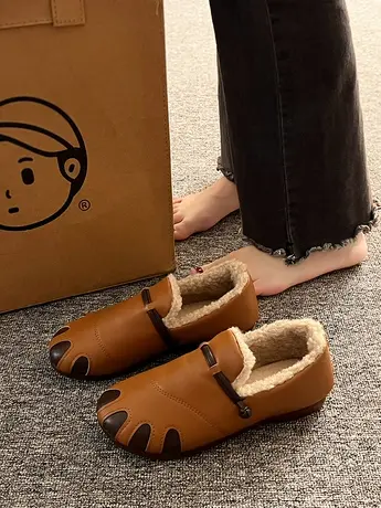 老北京棉鞋女冬加绒保暖中老年妈妈鞋一脚蹬软底豆豆鞋防滑二棉鞋商品大图