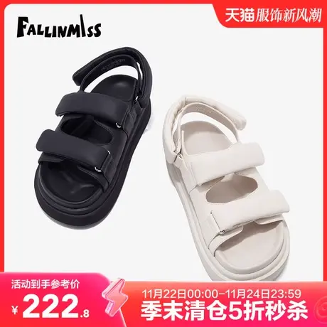 【非谜季末清仓】面包鞋休闲凉鞋女夏季外穿魔术贴厚底沙滩鞋鞋子图片