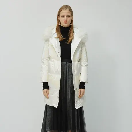 伊芙丽羽绒服女冬新品长袖连帽毛领宽松休闲女士外套1AC981091商品大图