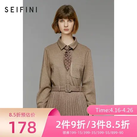 诗凡黎衬衫女秋冬新品长袖翻领口袋小翻领加厚女士上衣3BA224221🆖图片