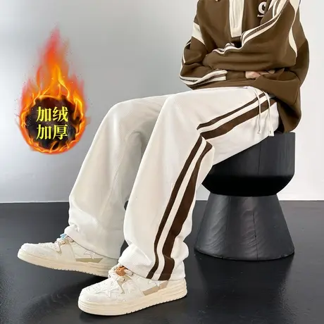 灯芯绒运动裤子男款秋冬季高街vibe垂感潮牌直筒美式加绒休闲长裤图片