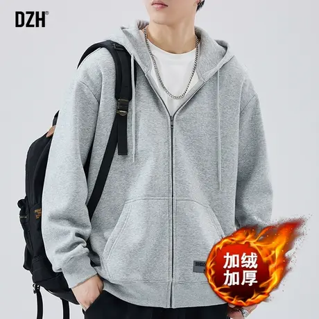 男士冬季加绒加厚卫衣外套男潮高级感连帽开衫打底衫2025新款上衣图片