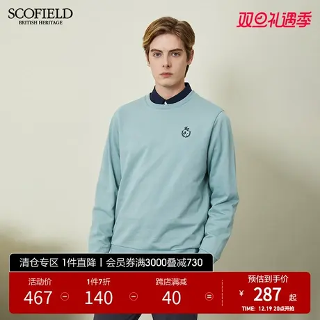 SCOFIELD男针织衫春顺滑经典休闲纯色圆领棉质休闲宽松套头卫衣商品大图
