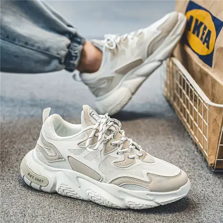 男鞋2024年新款潮流休闲运动鞋男款厚底港风白色莆田老爹鞋春秋季商品大图