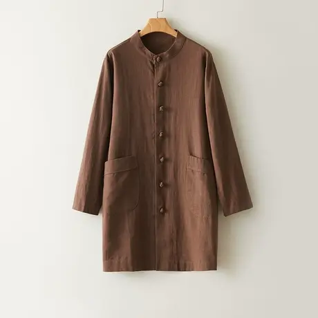 中国风唐装男黑色棉麻外套2024年春季新款男装新中式复古男士高端图片