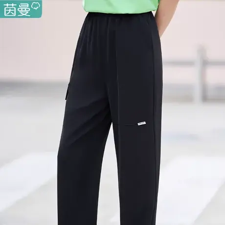 茵曼旗舰店束脚工装长裤女2024夏季新款宽松显瘦萝卜高腰休闲裤子图片