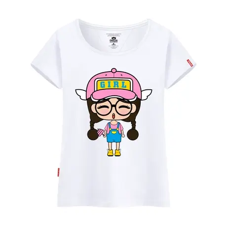 Ohlyah品牌女装夏圆领修身显瘦短袖学生棉T恤衫卡通图案学院风潮图片