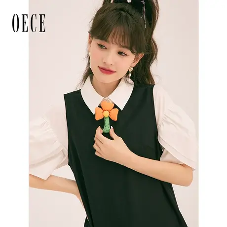 Oece套装裙连衣裙春夏2023春夏新款女装polo裙衬衫裙设计感两件套图片