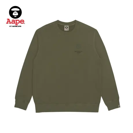 Aape旗舰店男装秋冬字母刺绣纯色加绒潮流圆领卫衣3803XXH图片