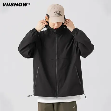 VIISHOW防风冲锋夹克外套男士2023春季新款潮牌连帽宽松工装夹克商品大图