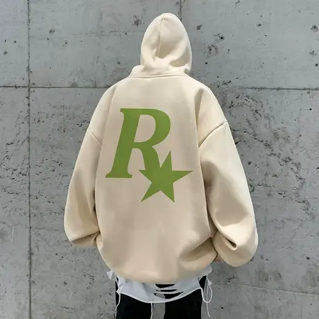 重磅美式高街连帽卫衣街头复古春秋季情侣宽松潮牌重磅帽衫外套男商品大图