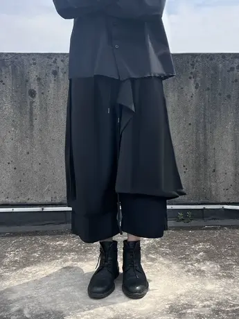 山本耀司日系暗黑风直筒阔腿裤男新中式汉服双层裙裤垂感长裤宽松商品大图