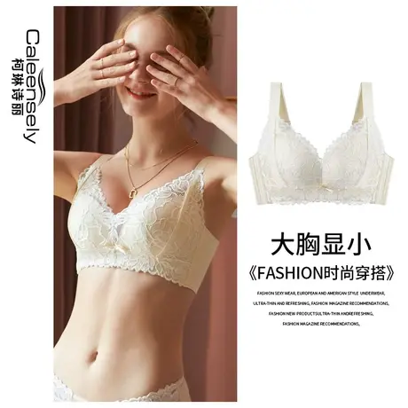 女士聚拢大胸显小文胸收副乳薄款无钢圈防下垂大码胖mm全罩杯内衣图片