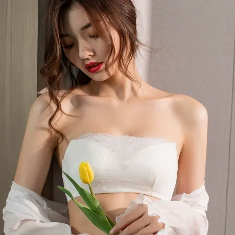 防走光无肩带内衣女小胸加厚夏季抹胸式裹胸平胸聚拢防滑文胸胸罩商品大图