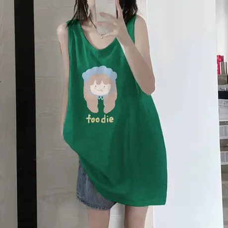 纯棉吊带坎肩背心无袖t恤女2023新款夏季设计感小众外穿宽松上衣图片