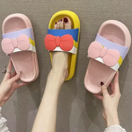 可爱蝴蝶结拖鞋女夏天外穿网红ins潮室内一字拖防滑厚底家居凉拖商品大图