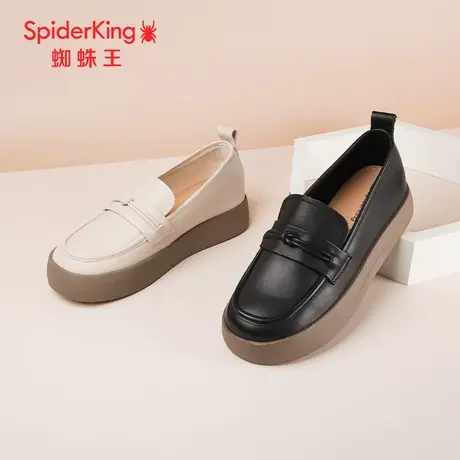 SPIDER KING/蜘蛛王乐福鞋真皮2024春商场新款女鞋妈妈鞋舒适软底图片