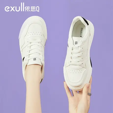 依思q女士运动休闲鞋2023新款秋季ins潮百搭平底时尚小白鞋女板鞋商品大图