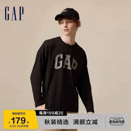 Gap男女装秋季2023新款LOGO纯棉运动宽松长袖T恤817125休闲上衣图片