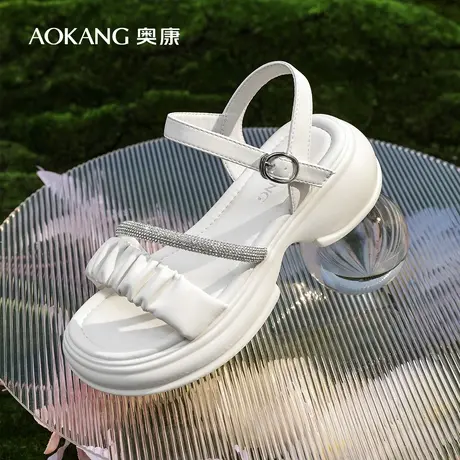 【门店发货】奥康女鞋新款时尚百搭水钻厚底透气时装凉鞋商品大图