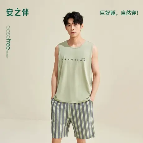 安之伴【巨凉感】纯棉 男士睡衣夏季2025新款宽松大码背心家居服商品大图