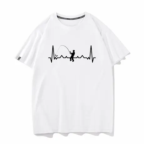 秀洛河边钓鱼佬同款衣服夏季新款纯棉短袖休闲钓鱼T恤男半袖宽松商品大图