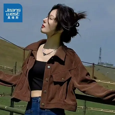 LE真维斯女装2025春季新款 韩系设计感复古短外套夹克女款上衣图片