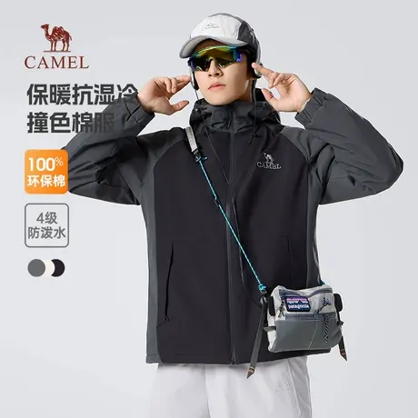 骆驼男装棉衣男秋冬季2025新款连帽加绒加厚保暖棉服防水夹克外套商品大图