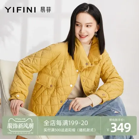Yifini/易菲短款棉服立领多色时尚街头宽松棉外套女大口袋设计商品大图