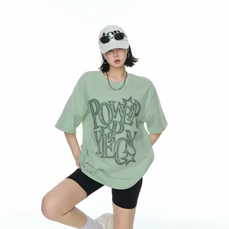 YEP2025夏季新款创意字母印花短袖T恤女美式潮酷街头风半袖上衣商品大图