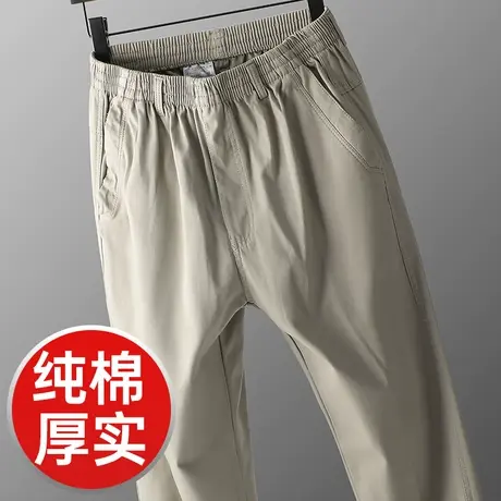 纯棉男裤秋款2023新款男士休闲裤秋季宽松直筒工装裤中年爸爸裤子商品大图