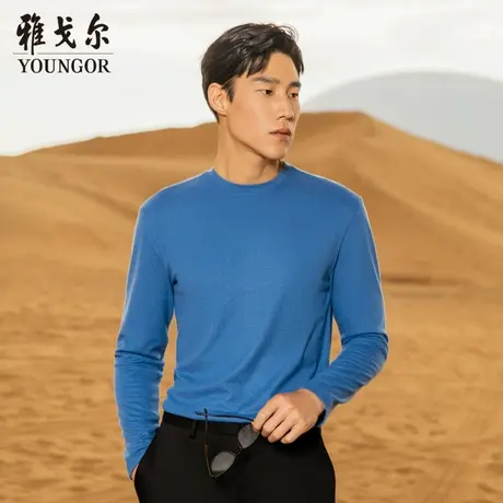 雅戈尔奥莱 男装长袖T恤秋季新款商务休闲保暖纯色打底衫商品大图