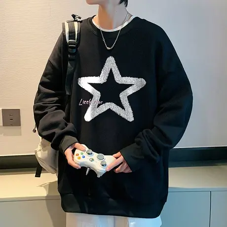 卫衣男款春秋季新款圆领宽松长袖t恤男士潮牌潮流印花休闲上衣服商品大图