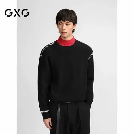【X】GXG男装撞明线设计毛衫男士内搭打底衫宽松针织衫2024秋季1商品大图