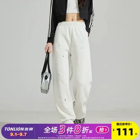 唐狮2025年秋冬季新款女休闲裤宽松直筒阔腿流行灰色显瘦运动长裤商品大图