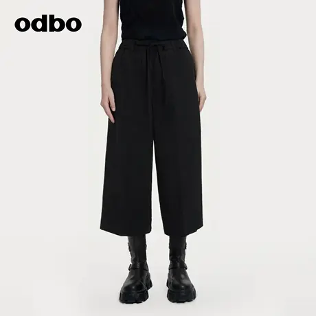 odbo/欧迪比欧原创设计休闲裤女秋季时尚抽绳直筒裤子高级感百搭商品大图
