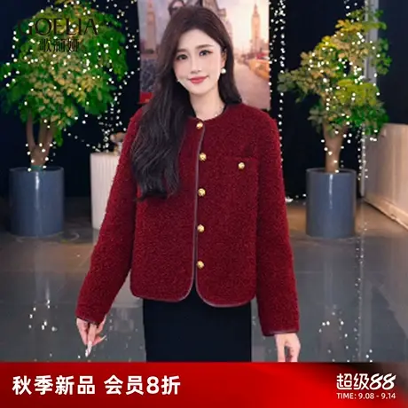 歌莉娅冬季新品环保颗粒绒小香风外套1ECR6F1M0商品大图