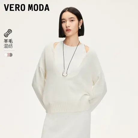 【来了就好】Vero Moda针织衫女2025春季新款假两件拼接慵懒毛衣商品大图