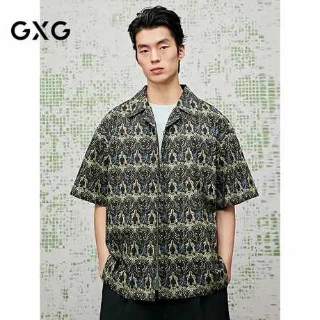 [商场同款]GXG男装 满印水洗短袖衬衫度假风25夏新品G25X232014图片