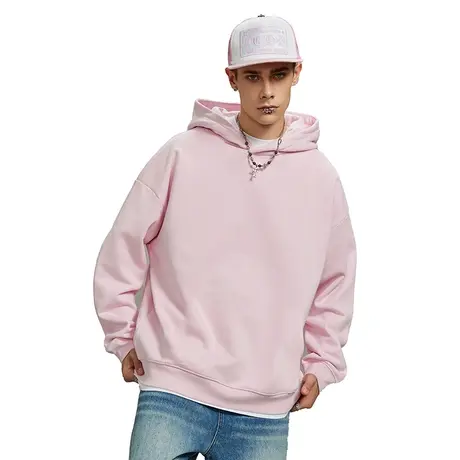 Nuthink重磅420g纯色美式连帽卫衣潮牌男加绒加厚宽松大码外套潮商品大图