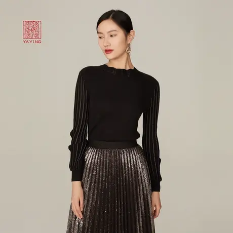 EP雅莹高端系列 优雅金葱绵羊毛羊绒套头毛衫 商场同款9503A图片