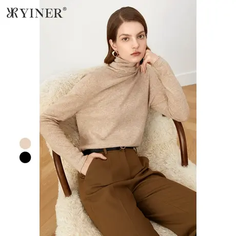 YINER音儿奥莱女装冬季高领羊毛含羊绒针织衫图片