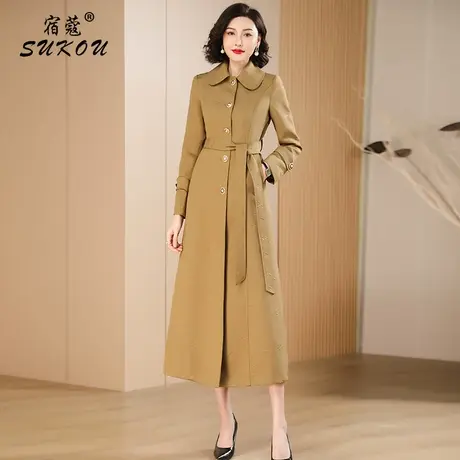 深卡其色风衣女2024秋季新款修身气质显瘦高级感超好看中长款外套图片