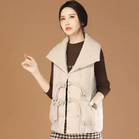 韩潮袭人大翻领气质加厚保暖棉马甲女2023冬新款背心坎肩马夹外套图片