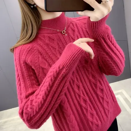 半高领毛衣女冬加厚2023年新款爆款时尚洋气加绒打底衫女保暖秋冬图片